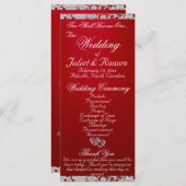 Elegant Script & Glitter - Crimson Wedding Programmakaart (Voorkant / Achterkant)