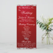 Elegant Script & Glitter - Crimson Wedding Programmakaart (Staand voorkant)