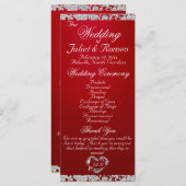 Elegant Script & Glitter - Crimson Wedding Programmakaart (Voorkant / Achterkant)