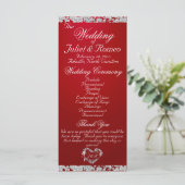 Elegant Script & Glitter - Crimson Wedding Programmakaart (Staand voorkant)