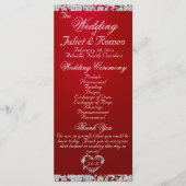 Elegant Script & Glitter - Crimson Wedding Programmakaart (Voorkant)