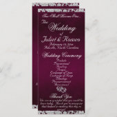 Elegant Script & Glitter - Paarse bruiloft Programmakaart (Voorkant / Achterkant)