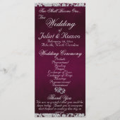 Elegant Script & Glitter - Paarse bruiloft Programmakaart (Voorkant)