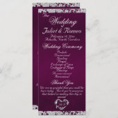 Elegant Script & Glitter - Paarse bruiloft Programmakaart (Voorkant / Achterkant)