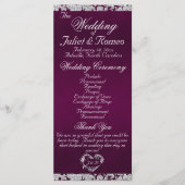 Elegant Script & Glitter - Paarse bruiloft Programmakaart (Voorkant)