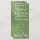 Elegant Script & Glitter - Sage Wedding Programmakaart (Voorkant / Achterkant)