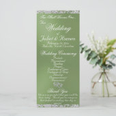 Elegant Script & Glitter - Sage Wedding Programmakaart (Staand voorkant)