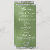 Elegant Script & Glitter - Sage Wedding Programmakaart (Voorkant / Achterkant)