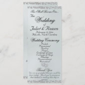 Elegant Script & Glitter - White Pearl Wedding Programmakaart (Voorkant / Achterkant)