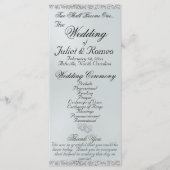 Elegant Script & Glitter - White Pearl Wedding Programmakaart (Voorkant)