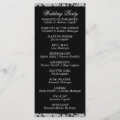 Elegant Script & Glitter - Zwarte bruiloft Programmakaart (Achterkant)