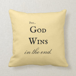 Elegant Script God wint Inspirerend Gele Cream Kussen