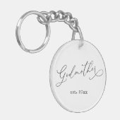 Elegant Script Godmother Established Date Photo Sleutelhanger (Voorkant Links)