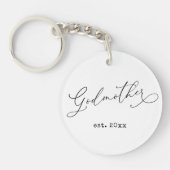 Elegant Script Godmother Established Date Photo Sleutelhanger (Voorkant)