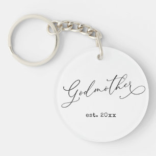 Elegant Script Godmother Established Date Photo Sleutelhanger