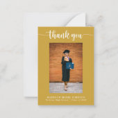 Elegant Script Gold Afstuderen foto dank u Notitiekaartje (Voorkant)