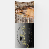 Elegant Script Gold Black Afstuderen Yard Sign. Spandoek (Verticaal)