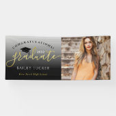 Elegant Script Gold Black Afstuderen Yard Sign. Spandoek (Horizontaal)