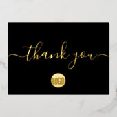 Elegant Script Gold Black Business logo website Folie Feestdagenkaart (Voorkant)