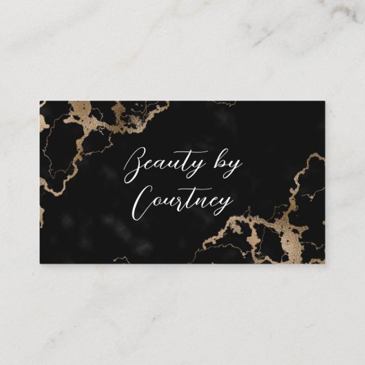 Elegant Script Gold & Black Marble Modern Unieke U Visitekaartje (Achterkant)