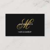 Elegant Script Gold Black Monogram Initiaal Visitekaartje (Voorkant)
