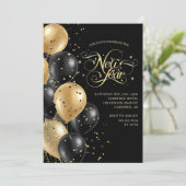 Elegant script Gold Black New Years Eve Kaart (Staand voorkant)