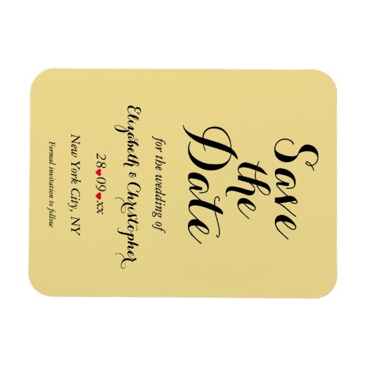 Elegant Script Gold Black Wedding Save the Date Magneet (Horizontaal)