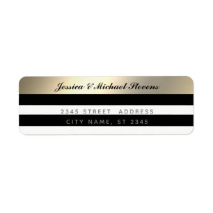 Elegant script gold black/white strebijtbruiloft etiket