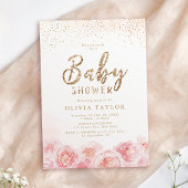 Elegant script gold & blush baby shower kaart