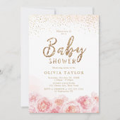 Elegant script gold & blush baby shower kaart (Voorkant)