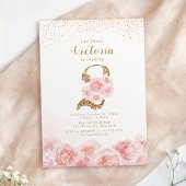 Elegant script gold & blush floral 2e verjaardag i kaart