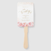 Elegant script gold & blush floral bruiloft progra handwaaier (Voorkant)