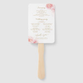 Elegant script gold & blush floral bruiloft progra handwaaier (Achterkant)