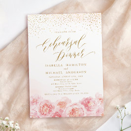Elegant script gold blush floral reheardiner kaart