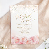 Elegant script gold blush floral reheardiner kaart