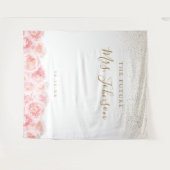 Elegant Script gold & blush floral vrijgezellenfee Wandkleed (Voorkant (horizontaal))