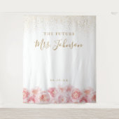 Elegant Script gold & blush floral vrijgezellenfee Wandkleed (Voorkant)