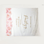 Elegant Script gold & blush florale verjaardagsfee Wandkleed (Voorkant (horizontaal))