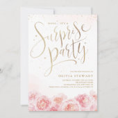 Elegant script Gold blush florale verrassing verja Kaart (Voorkant)