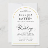 Elegant Script Gold Border Wedding Arch Kaart (Voorkant)