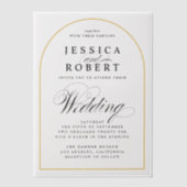 Elegant Script Gold Border Wedding Arch Vellum Uitnodigingen (Voorkant)