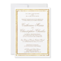 Elegant Script Gold Border Wedding Uitnodigen