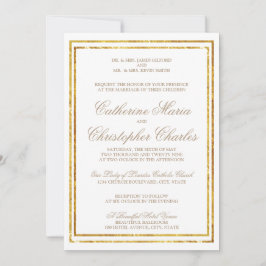 Elegant Script Gold Border Wedding Uitnodigen Kaart