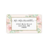 Elegant Script Gold Botanical Pink Rose in Greener Etiket (Voorkant)