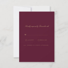 Elegant Script Gold & Bourgondië RSVP-kaart RSVP Kaartje