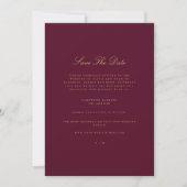 Elegant Script Gold & Bourgondië Save The Date Kaa Aankondiging (Voorkant)