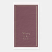 Elegant Script Gold Burgundy Wedding minimalist Servet (Voorkant)
