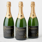 Elegant Script Gold Confetti Retirement Party Sparkling Wijnetiket (Flessen)