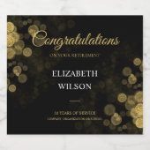 Elegant Script Gold Confetti Retirement Party Sparkling Wijnetiket (Enkel label)