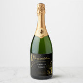 Elegant Script Gold Confetti Retirement Party Sparkling Wijnetiket (Voorkant)